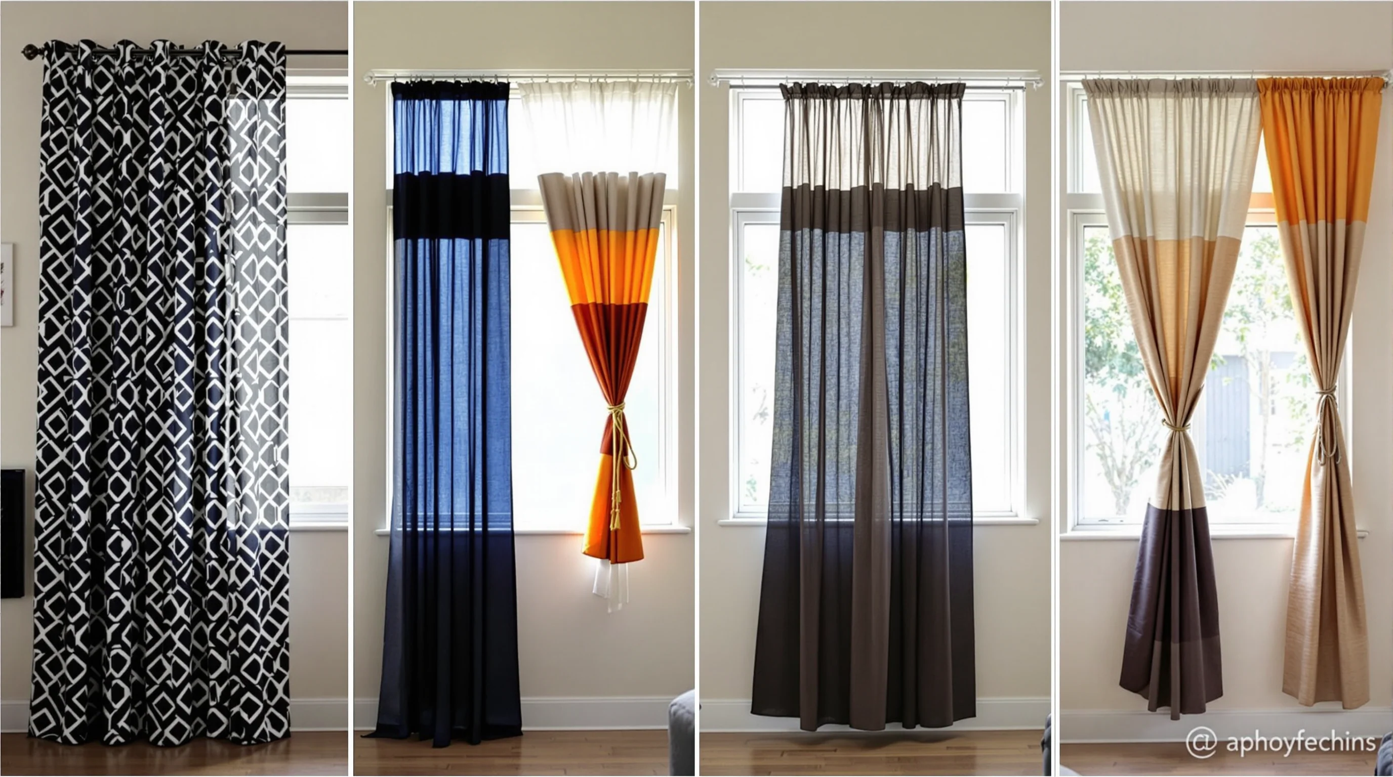 Différents styles de pose de rideaux